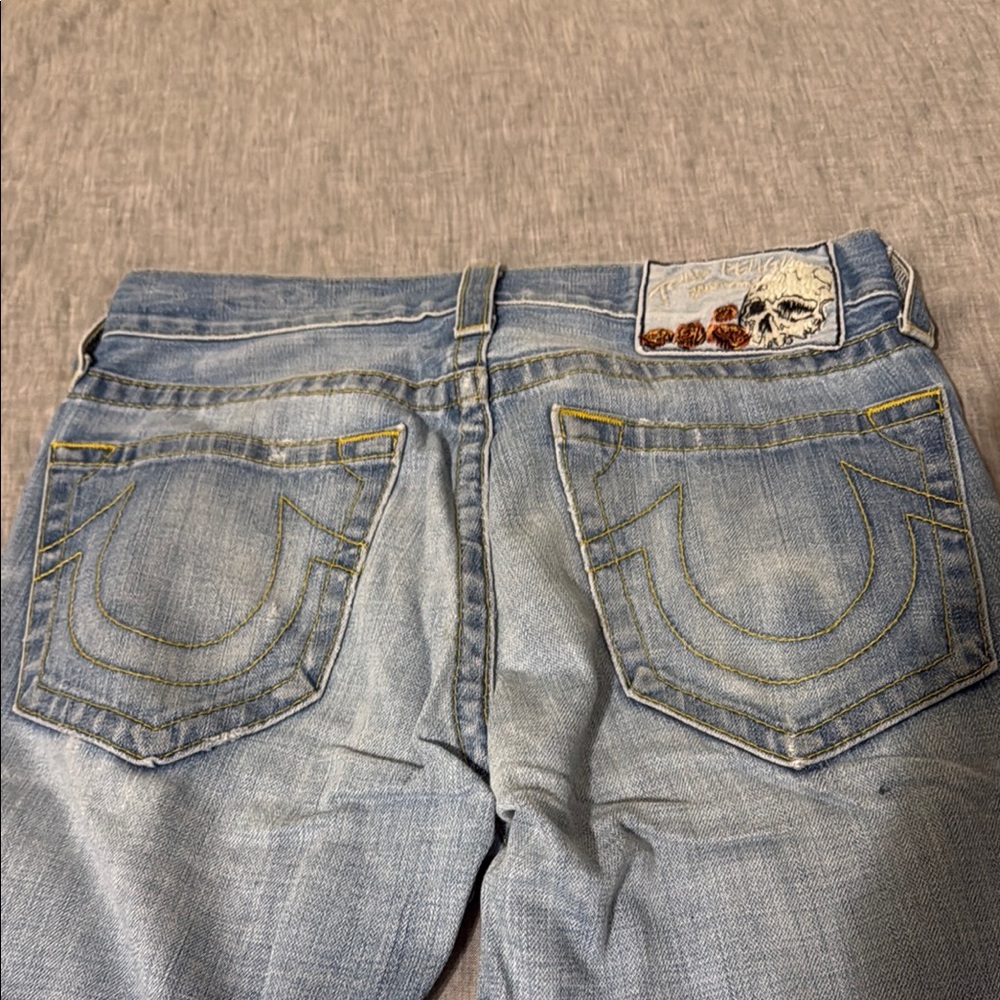 True Religion Blue Bootcut Jeans Distressed Vintage Style - Picture 3 of 4